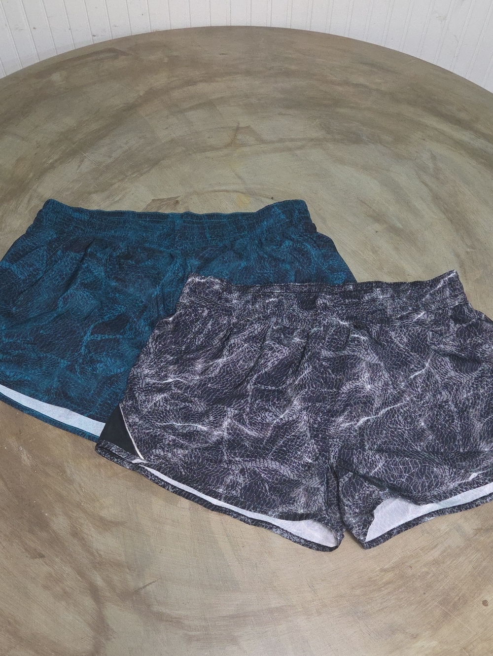 all in motion Teal and Black Marble Athletic Shorts Duo